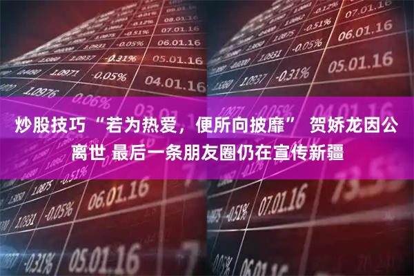 炒股技巧 “若为热爱，便所向披靡”  贺娇龙因公离世 最后一条朋友圈仍在宣传新疆